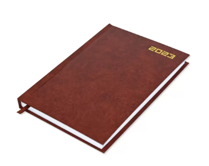 Fis 2023 A5 Diary,Vinyl, English Hard Cover Brown -FSDI21E23BR