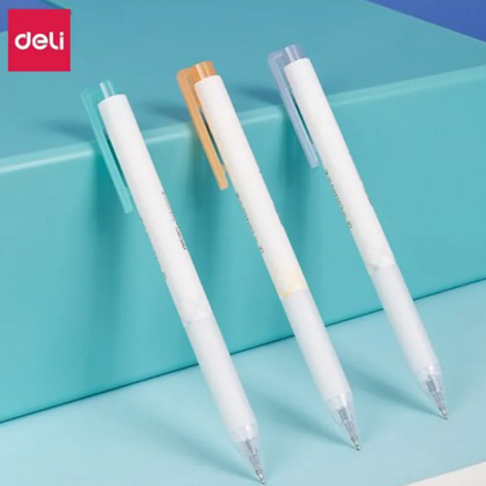 DELI A618 Kawaii Push Type Gel Pen School Office Supplies Stationery Gift Three Styles 0.5mm Black Ink Gel Pen