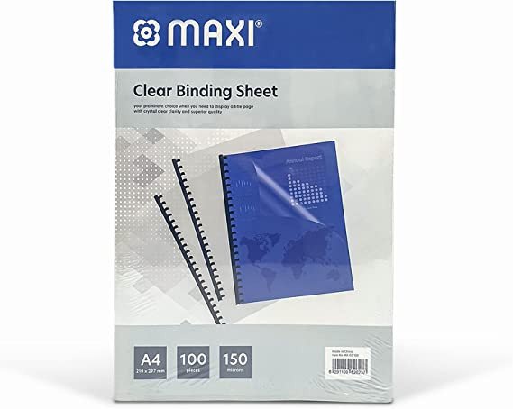 Maxi Clear Binding Cover A4 Size 150 Micron ( Pack of 100pcs )