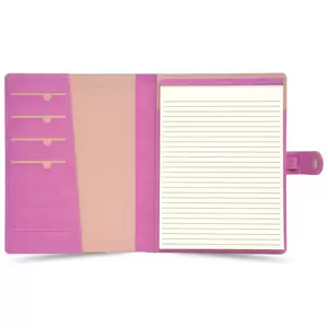 FIS Folder Italian PU Cover with Writing Pad, Ivory Paper, Single Ruled, 80 Sheets with Gift Box, Pink Color, 24 x 32 cm - FSGT2535PURPI