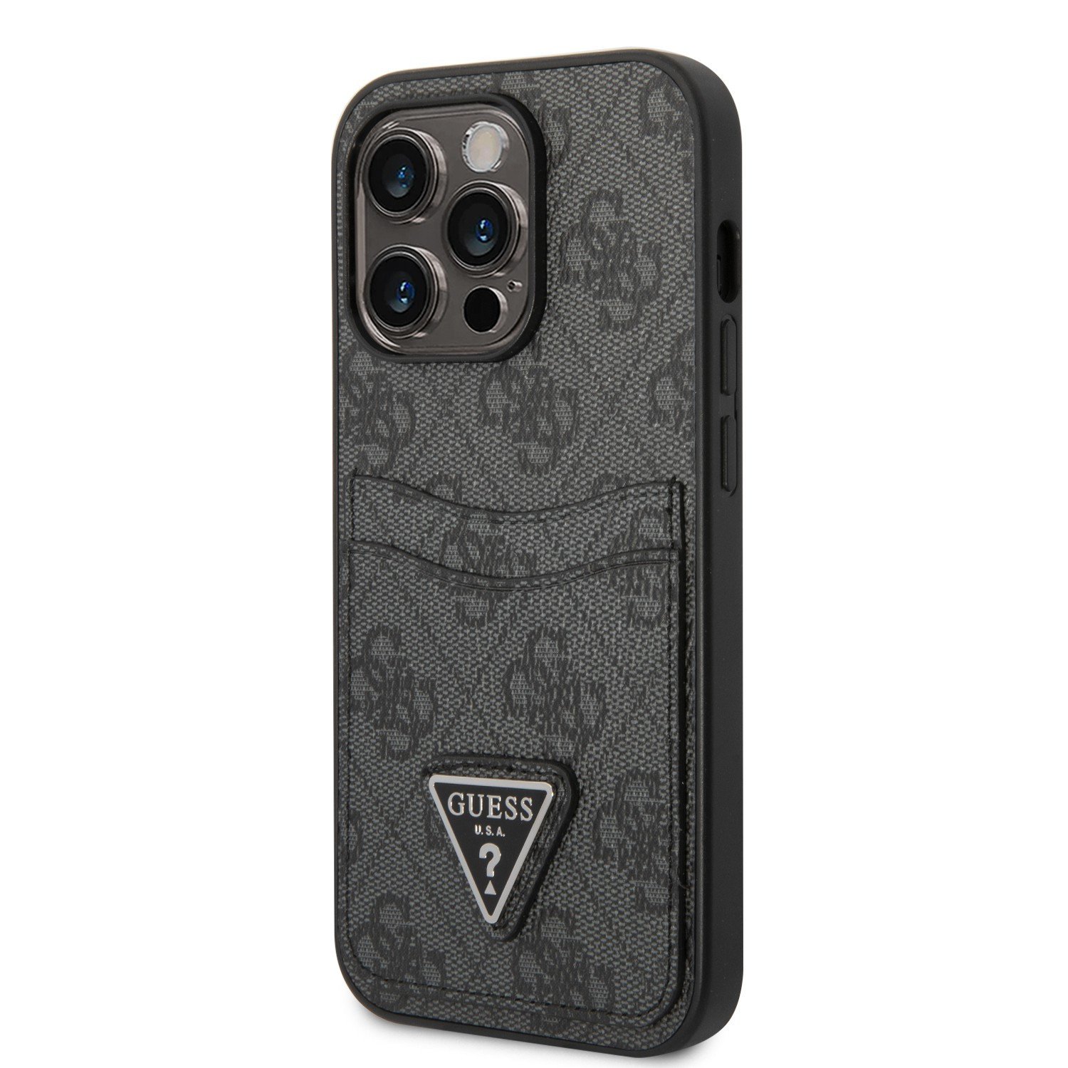 Guess 4G Double Card Triangle Hard Case for iPhone 14 Pro Max (6.7") - Black