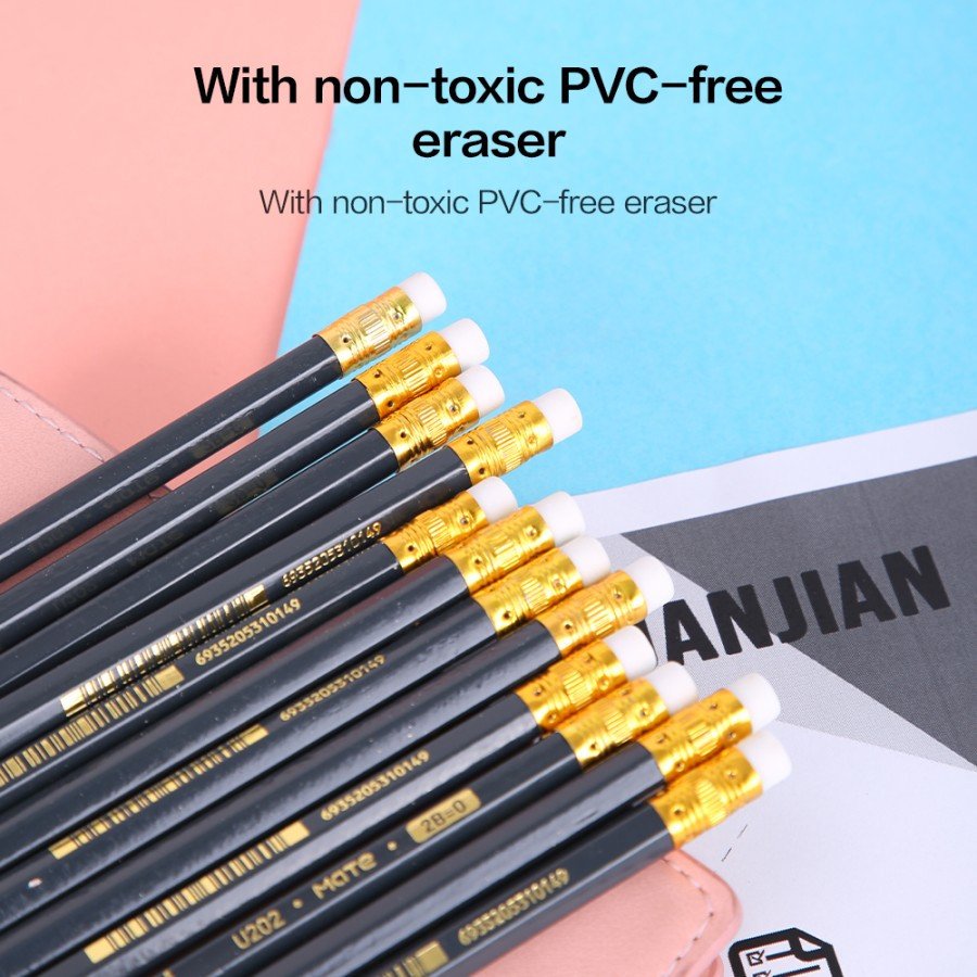 Deli HB Scribe Graphite Pencil U200 with Eraser 12 Pieces of Pack