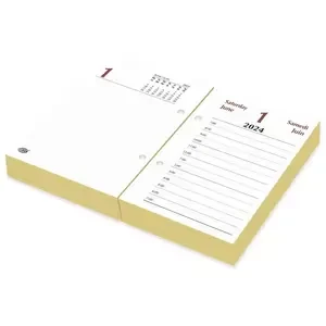 FIS 2024 Block Calendar, Arabic & English, 1 Day Per Sheet , Gold Gilded Edges, 60 GSM White Paper - FSBCAEG24