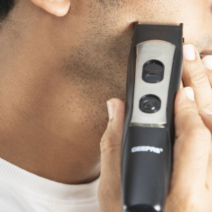 Geepas 9 In 1 Hair Trimmer 600mAh Battery - Cordless Hair Clippers, Grooming Kit With Stand, LED Indicators | Trimming Kit With 5 Interchangeable Heads For Styling Beard