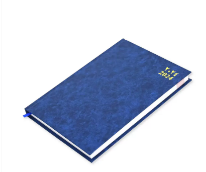 FIS 2024 Agenda Diary Arabic/English Vinyl Hard Cover, Blue - FSDI75AEV24BL