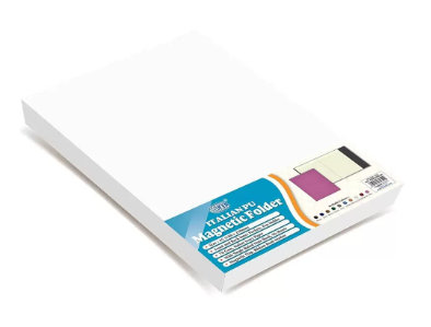 FIS Magnetic Folder Italian PU Cover with Writing Pad, A5 Size, Ivory Paper, Single Ruled, 96 Sheets with Gift Box, Pink Color - FSMFEXNBA5PI