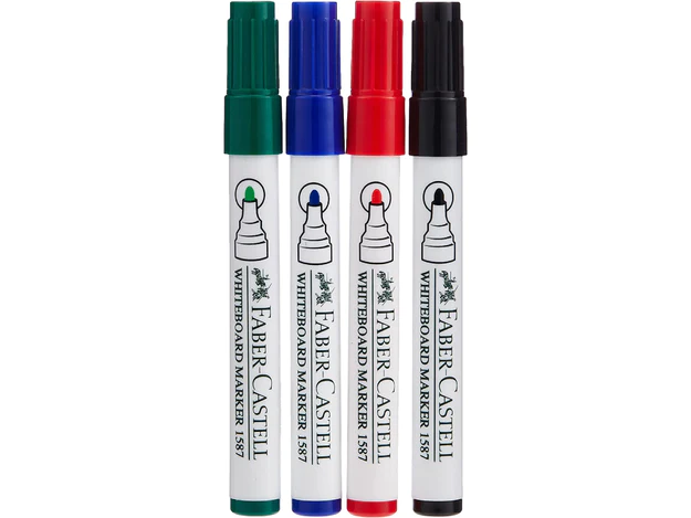Faber Castell Whiteboard Marker, Bullet Tip, Set 4pcs