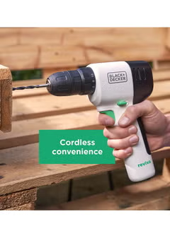 Reviva Cordless Drill Kit 12V with 80 PC, Accessories 12.5 storage Eco, Toolbox REVDD12ASTB-GB 2 White/Green