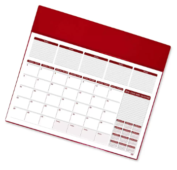 FIS Year Planner 2024 (English/French) PVC Desk Blotter, Maroon - FSDK2EF24MR