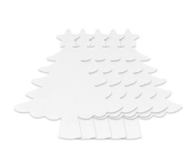 Pack of 5 Pieces Artmate Peelable Christmas Tree Shape Canvas Sticker, Self Adhesive Canvas, Primed White Colour - JISTJIPCS-5-1