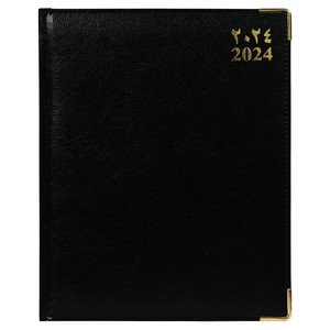 FIS 2024 Executive Diary Arabic/English/French Vinyl Padded Sewn Cover (1-Week at a Glance) Black - FSDI35AE23BK