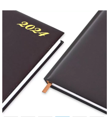 FIS Bonded Leather Diary 2024 (English) Burgundy, A4 - FSDI40EBW24BU