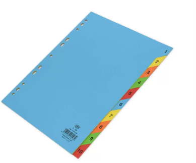 Pack of 25 Pieces A4 1-10 Card Divider Blue