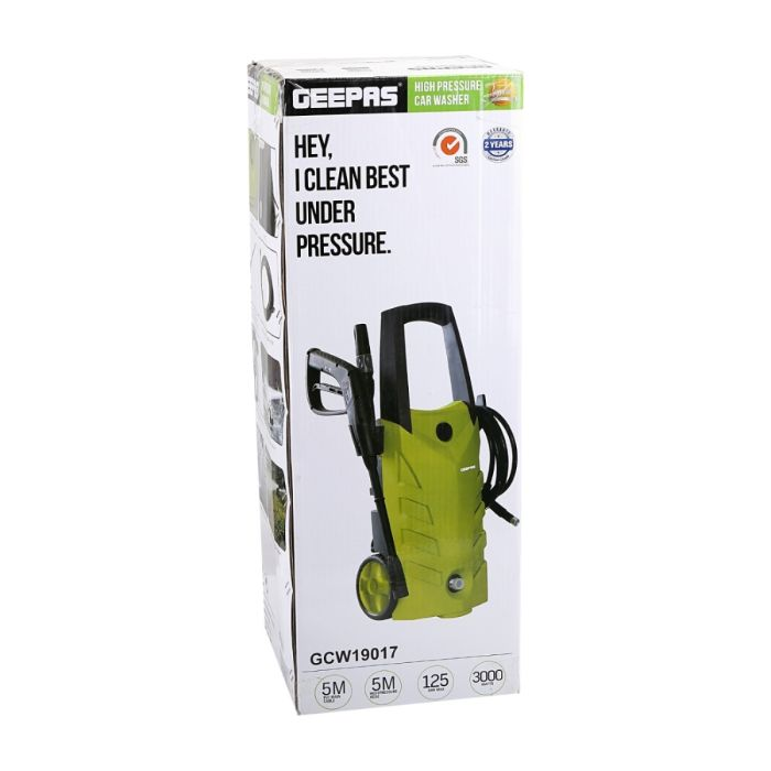 Geepas GCW19017 Pressure Car Washer - Electric Washer With Spray Gun, Hose With High/Low Pressure, Soap Bottle | Ideal For Washing Car, Bike, Floor & More