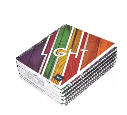LIGHT Pack of 10 Spiral Soft Cover Notebook, Single Line , 10X8 Inches (25.4 X 20.32 cm) 100 Sheets - LINB1081603S