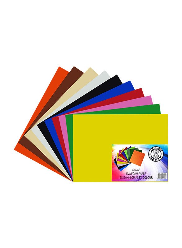Eva Normal Foam Sheet with Sticker, 50x70cm (10pcs/Pack) - Assorted Color