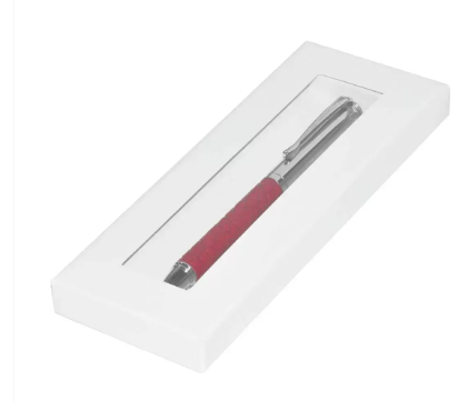 FIS Silver Pens with Embossed Italian PU Wrapper and Gift Box, Maroon Colour - FSPNSPUMRD4