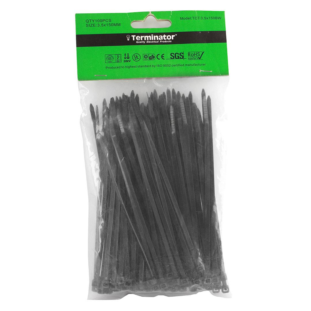 Cable Ties In Black Colour (100Pcs In Bag)