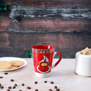 Royalford Coffee Mug - Porcelain - Red - 325 ML - RF2965