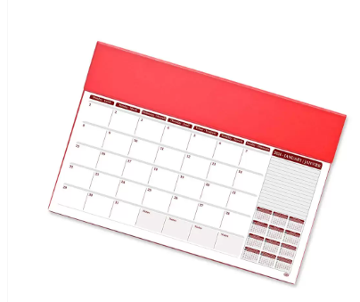 FIS Year Planner 2024 (English/French) PVC Desk Blotter, Red - FSDK2EF24RE