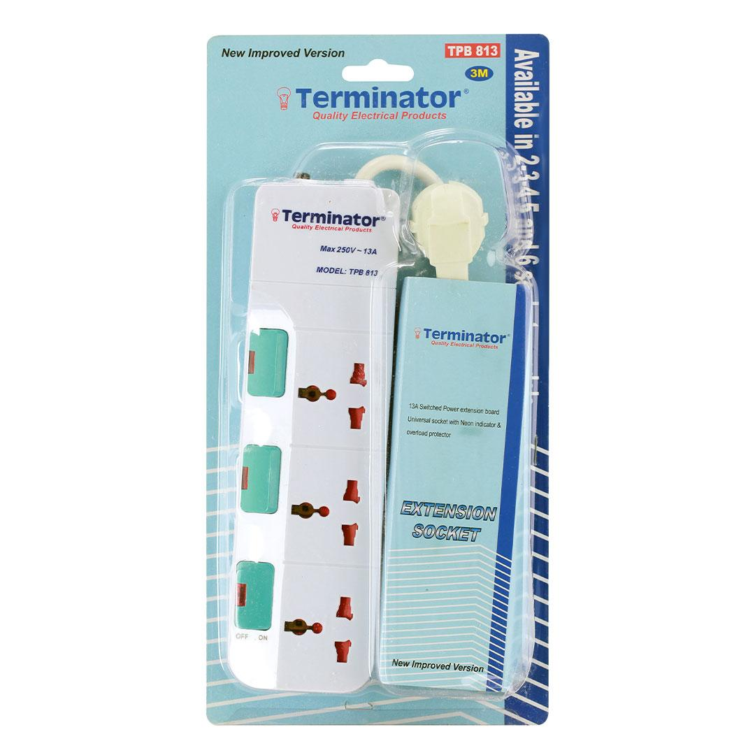 3 Way Universal Power Extension Socket 3M Cable