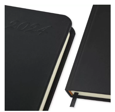 FIS 2024 International Diary A5 7-Languages Italian PU 1-Side Padded Black - FSDI136-7P24BK