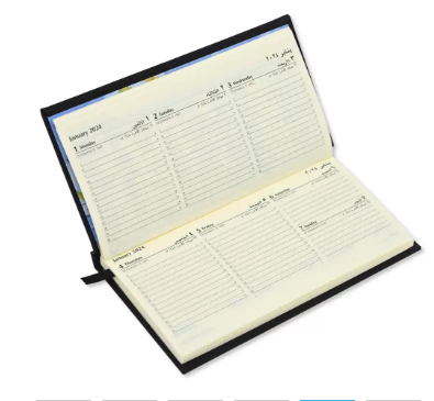 FIS 2024 Slim Diary,Italian PU (Arabic English), Hard Cover, Black -FSDI57AE24BK