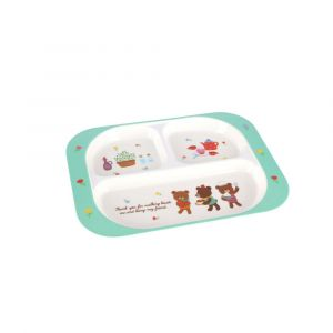 Royalford Melamine Ware 3 Section Rectangular Baby Plate - Melamine - Multicolour - 3 PART