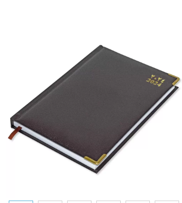 Fis 2024 A5 Diary,Gold Corenrs, (Arabic/English) Vinyl 1Side Padded Chocolate -FSDI22AE24CH