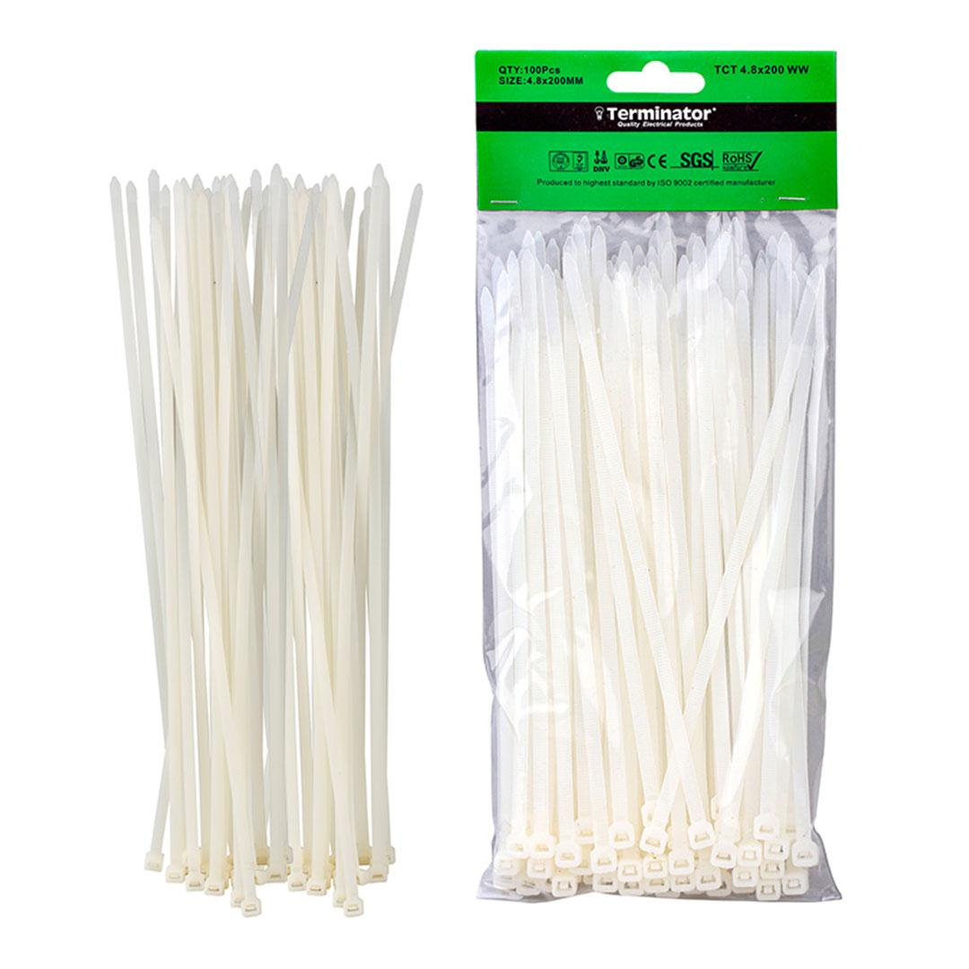 Cable Ties In White Colour (100Pcs In Bag)