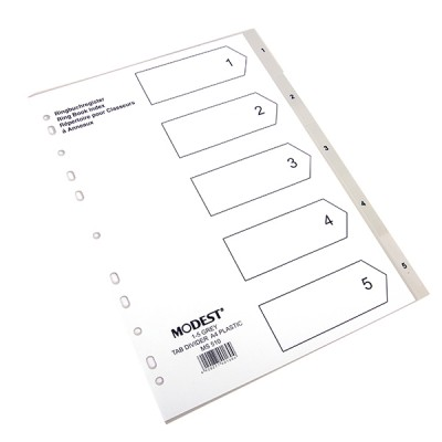 DIVIDER 1-5 Tab PVC Grey