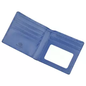 FIS Italian PU Bifold Design Wallets Polyurethane For Men, ID Card Window, 6 Card Slots, 2 Sideways Pockets, Divided Bill Compartments, Blue Colour, Closed Size 100 x 105 mm - FSPQBLD2