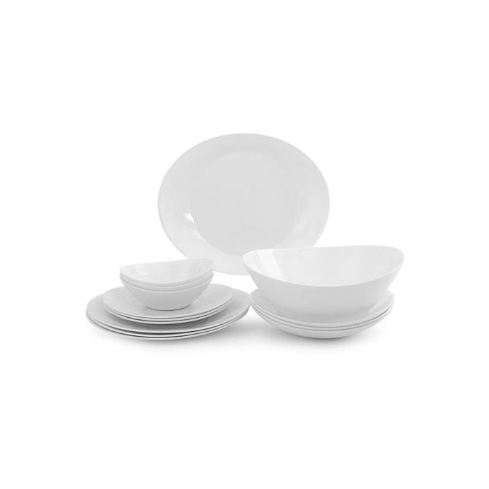 Royalford 26Pcs Opal Ware Dinner Set - Plain Design Plates, Bowls | Comfortable Handling | Dishwasher Safe | Perfect For Family Everyday Use, & Family Get- Together, Restaurant, Banquet & More