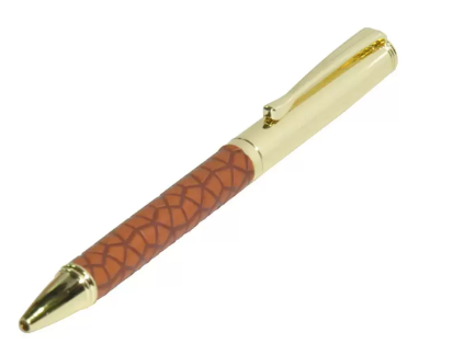 FIS Gold Pens with Embossed Italian PU Wrapper and Gift Box, Brown Colour - FSPNGPUBRD4