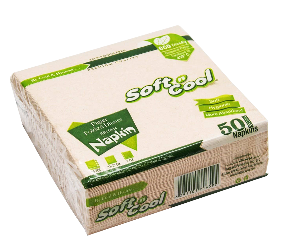 Soft n Cool Paper Folded Brown Napkin 33 X 33 Cm