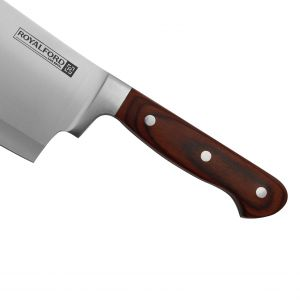 Royalford 6" Cleaver Knife With Wooden Handle - Stainless Steel - Brown