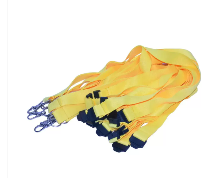 10-Piece FIS Neon Flat Lanyard Yellow with Metal Hook & Safety Buckle, 2X90cm - FSNASNYL-10