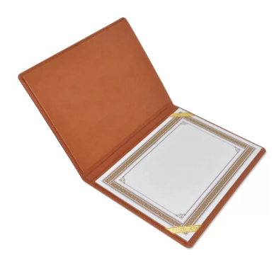 FIS A4 Certificate Folder Italian PU 1-Side Padded Cover, Brown - FSCLCHPUBRD6