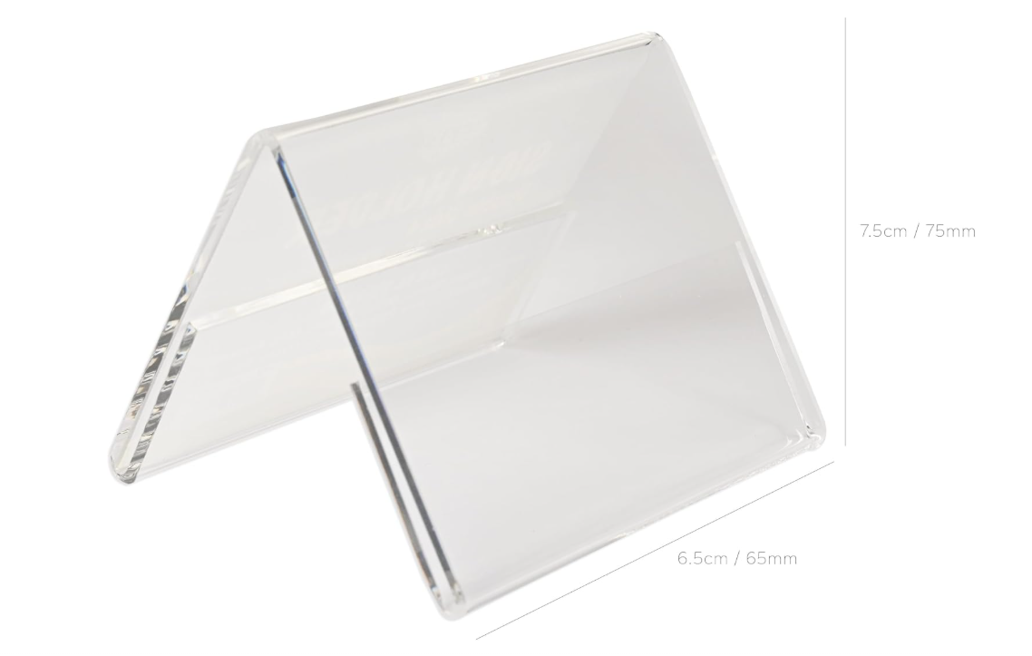 FIS® Acrylic Sign Holder, Size: 75x60mm, Dual-Sided View, A-Shape, Tabletop Mount, Packet of 6 Pieces, Crsytal Clear Plastic Horizontal/Vertical Display-FSNA75X60N-6