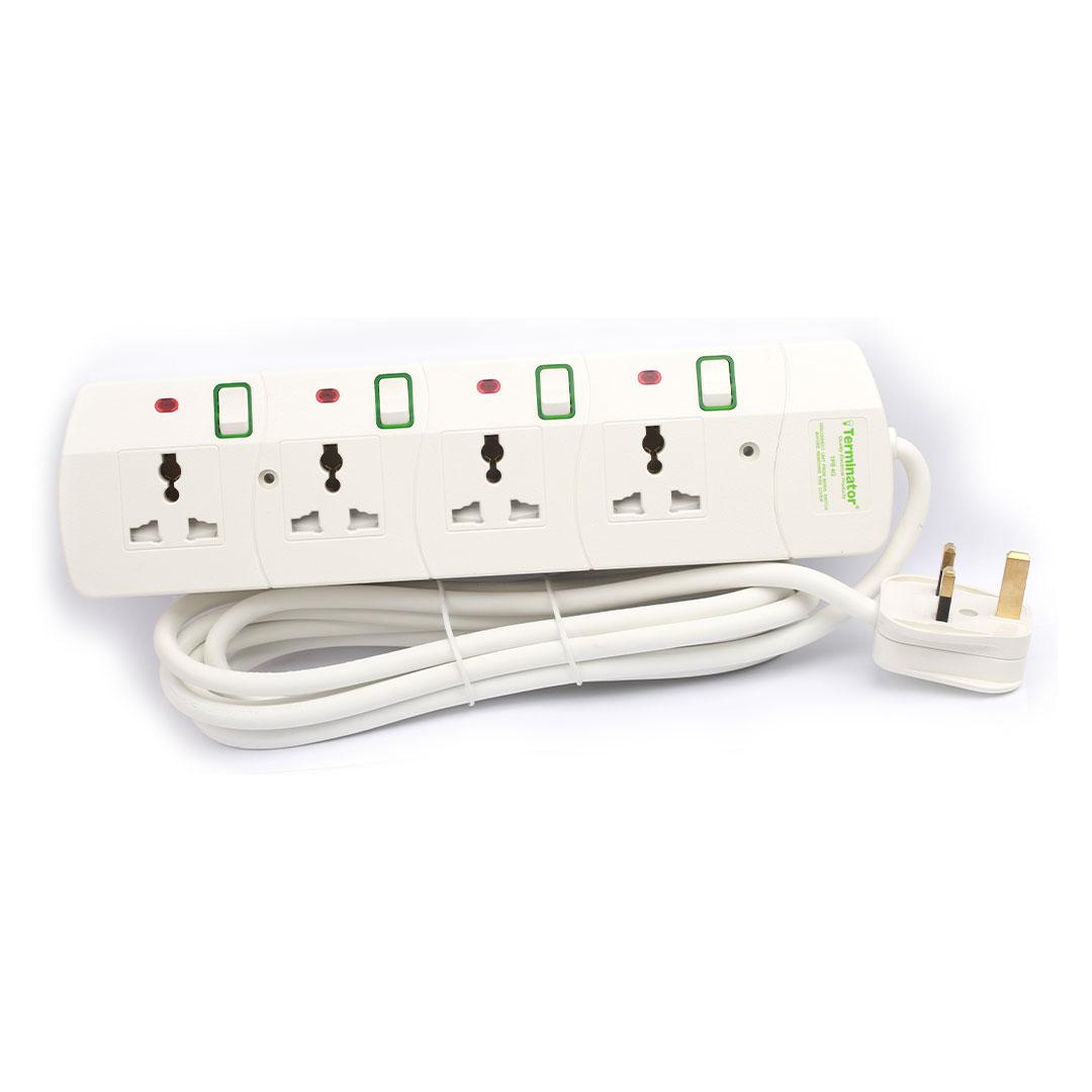 4 Way Universal Power Extension Socket 13A 3M Cable