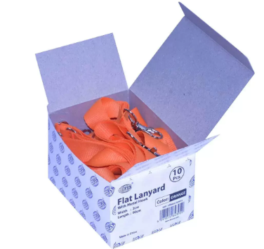 10-Piece FIS Flat Lanyard Orange with Metal Hook 2X90cm - FSNA04-2CM/10