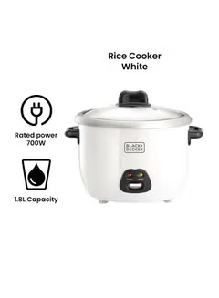 Rice Cooker Non-Stick with Glass Lid, 1.8 L 700.0 W, RC1850-B5 ,White