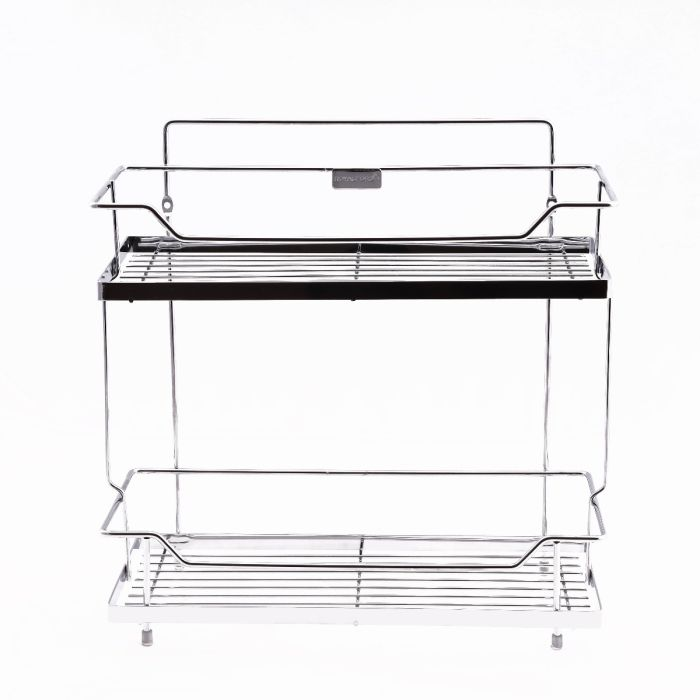 Royalford RF914-BR 2 Tier Kitchen Rack - Rust Free Stainless Steel Counter-Top Organizer Holder Rack For Spice Jar, Can, Bottle And More | Organizer Shelf Holder For Home Kitchen Bathroom Countertop S