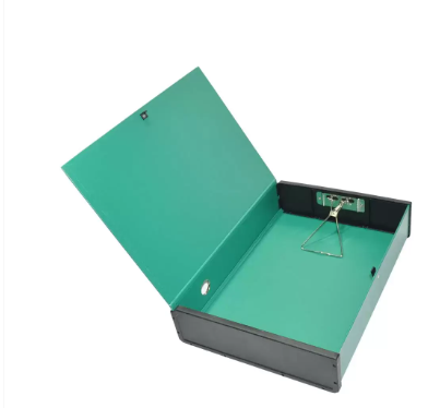 FIS Colored PP Rigid Box File Green Color with Black Plastic Sides, 210 x 330 mm - FSBFRIGIDPPGR