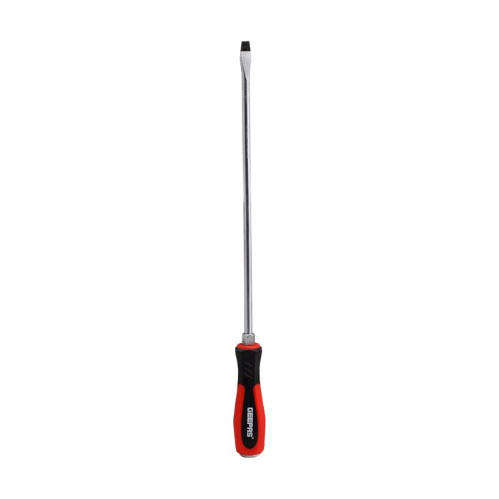 Geepas Precision Screwdriver - Slotted Screwdriver With Soft Grip Rubber Insulated Ergonomic Handle - CR-V Build, Magnetic Tip And Hanging Hole For Easy Carry - Bicolored Red/Black - (SL 8x300mm)