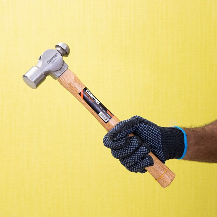 Geepas Ball Pein Hammer With Wooden Handle - Induction Hardened & Forged Head | Carbon Steel Head | Ideal For Engineers, Jewelry Maker And Many DIY Workers