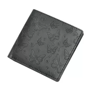 FIS Italian PU Bifold Design Wallets Polyurethane For Men, ID Card Window, 6 Card Slots, 2 Sideways Pockets, Divided Bill Compartments, Black Colour, Closed Size 100 x 105 mm - FSPQBKD6