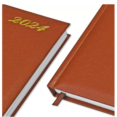 FIS 2024 International Diary A5 7-Languages Vinyl 1-Side Padded Brown - FSDI136-7V24BR