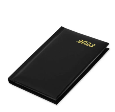 Fis 2023 Pocket Diary English Vinyl 1 Side Padded Week View Black -FSDI12E23BK