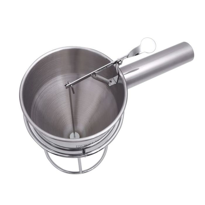 Royalford RF9770 Batter Dispenser - Portable Stainless Steel Body | Pancake Dispenser 1.3L Funnel Dispenser With Rack Supplement | Fill Hollow Chocolate Bodies With Delicacies Like Liqueurs, Jellies &